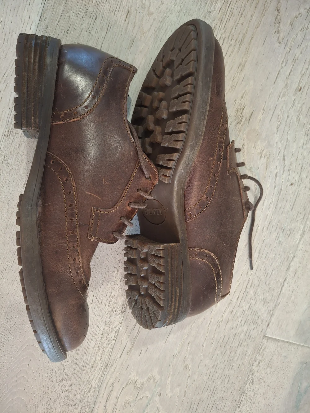 Born Brown Leather Brogue Derby Shoes